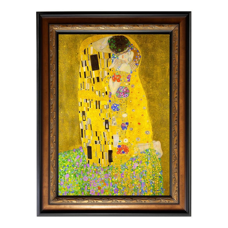 The Kiss by Gustav Klimt Framed Art Print Gold Leaf Symbolist Painting ...