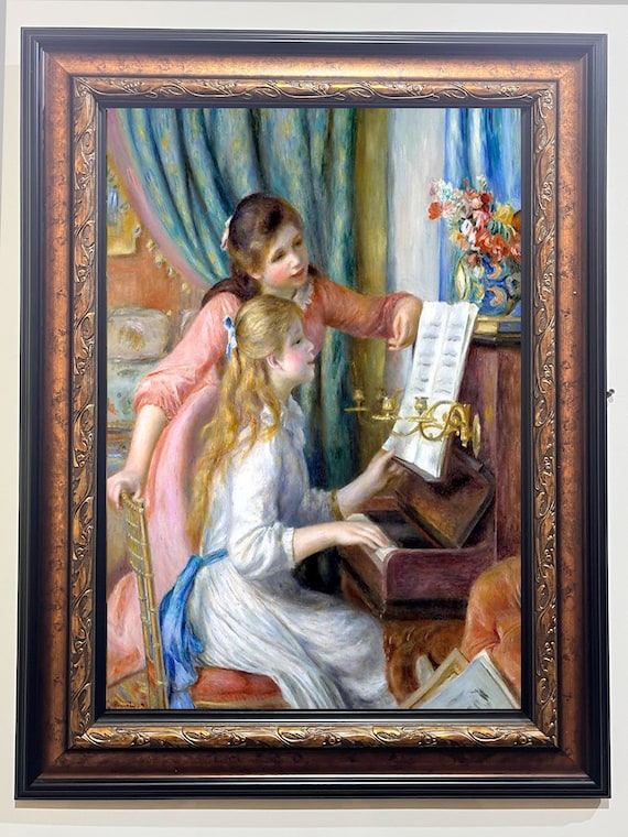 Framed Auguste Renoir-young Girls at the Piano,music Room Decor