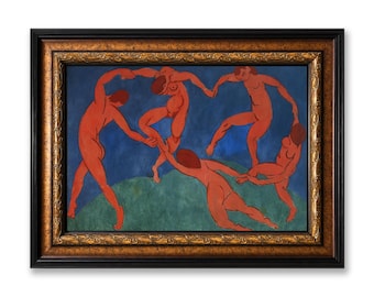 Henri Matisse The Dance 1910 Framed Canvas Wall Art, Fauvism Modern Abstract Figure Painting Print, Vintage Colorful Large Wall Decor