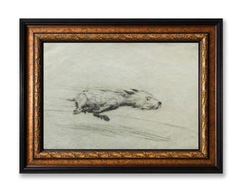 Flight Dog Framed Canvas Wall Art, Arthur Briscoe Art Print, Rustic Home Office Wall Decor