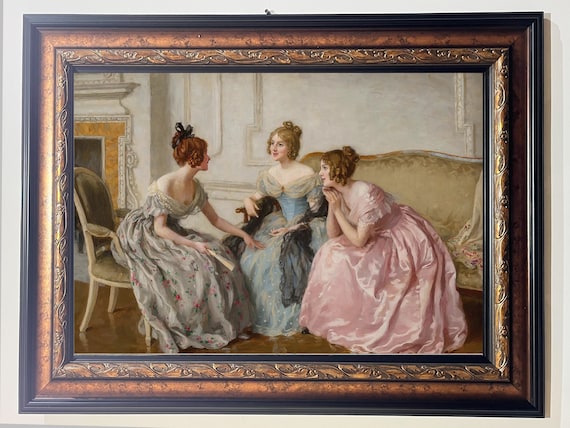 Framed Vintage Women's Portrait Print - Victorian Era Painting