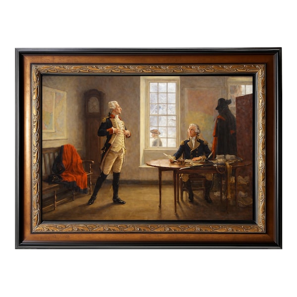 Valley Forge – Lafayette at Washington’s Headquarters, 1777–1778 by John Ward Dunsmore, American Revolutionary War Historical, Framed 42x30
