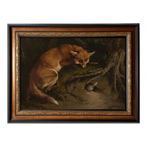 Bella impresión artística victoriana de 'Zorro al acecho' de Charles Verlat (1824-1890), otros marcos y tamaños disponibles, tamaño enmarcado 40 x 32 pulgadas