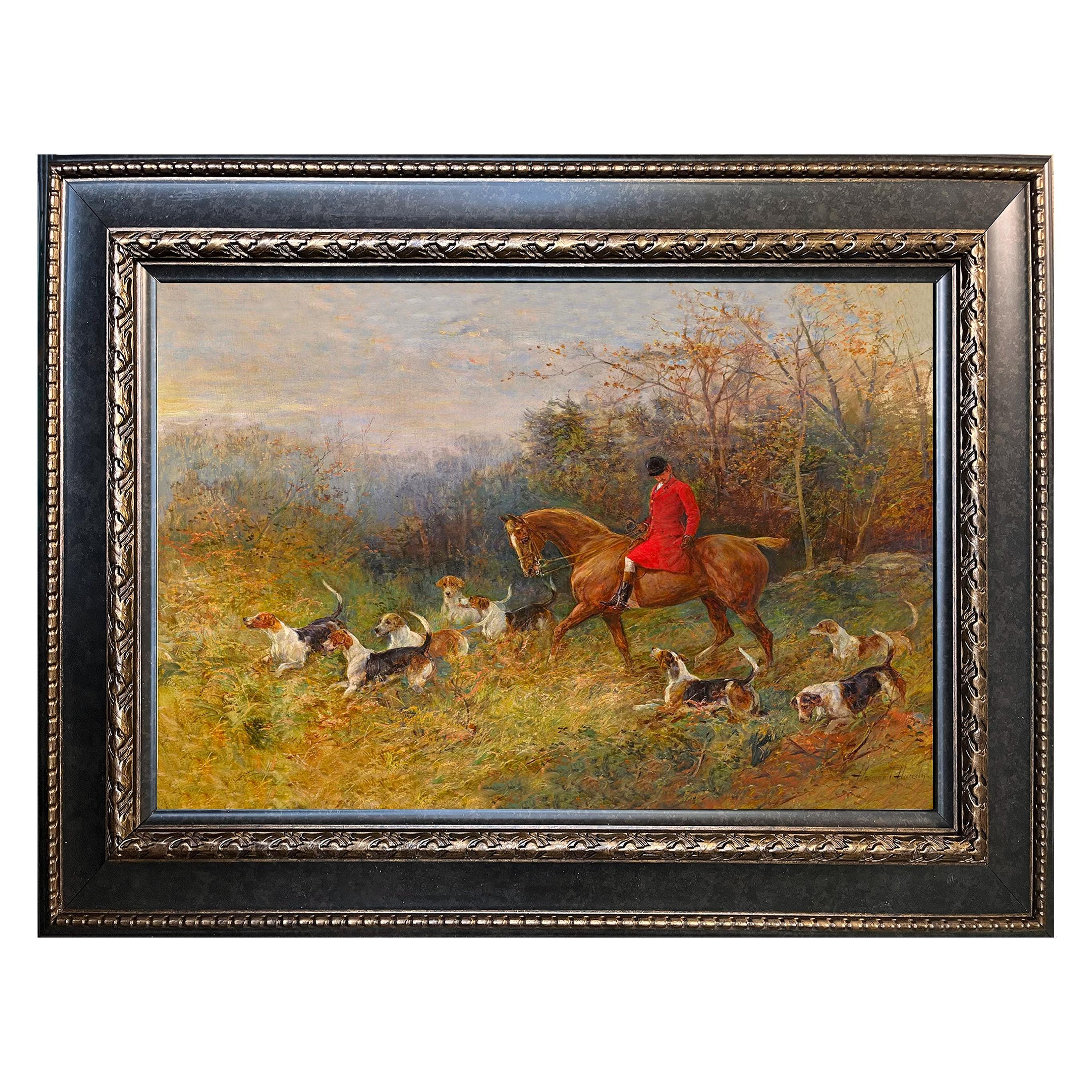 The Draw by Heywood Hardy 42x30 Large Framed Equestrian Fox