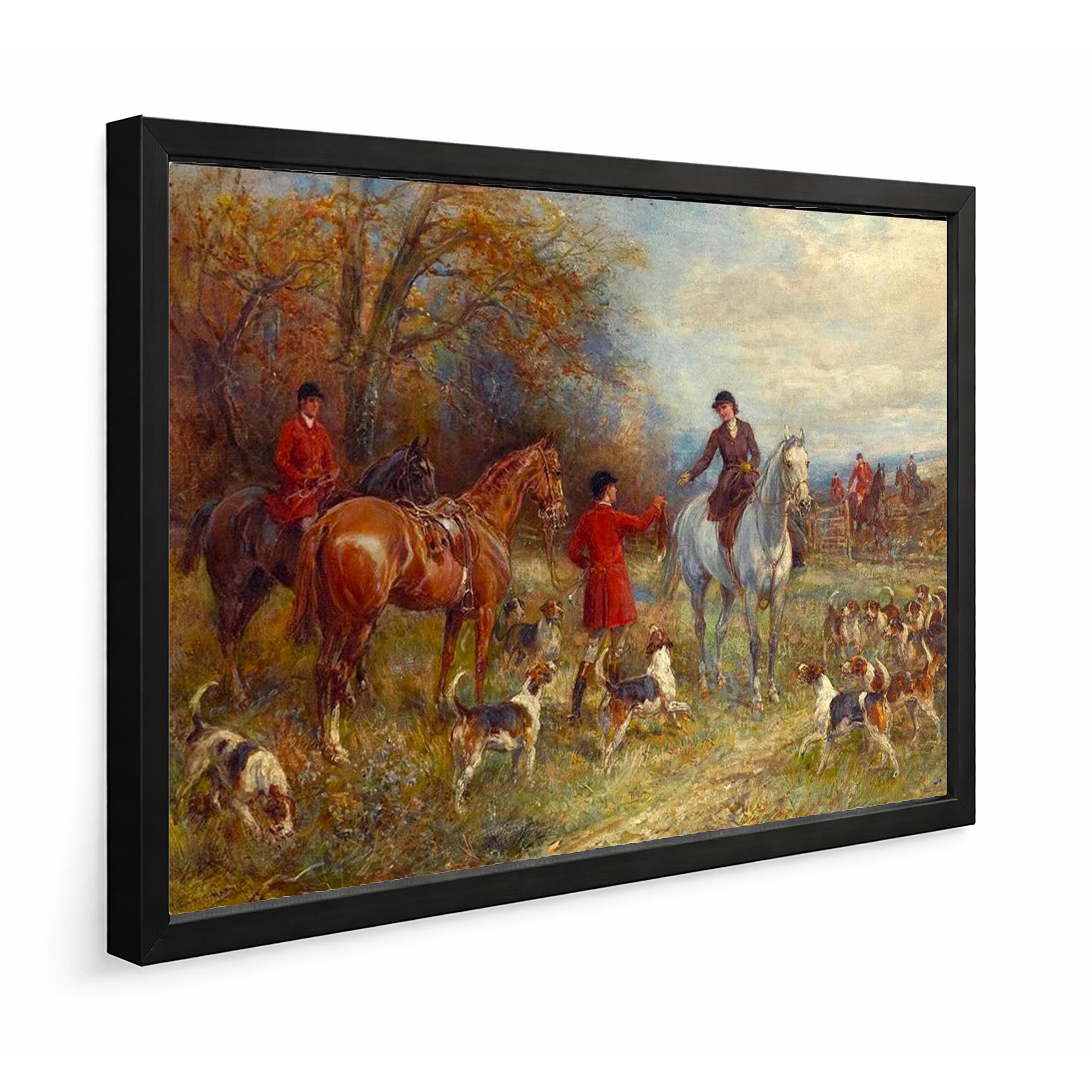 Presenting the Brush by Heywood Hardy 42x30 Framed Fox Hunt Art