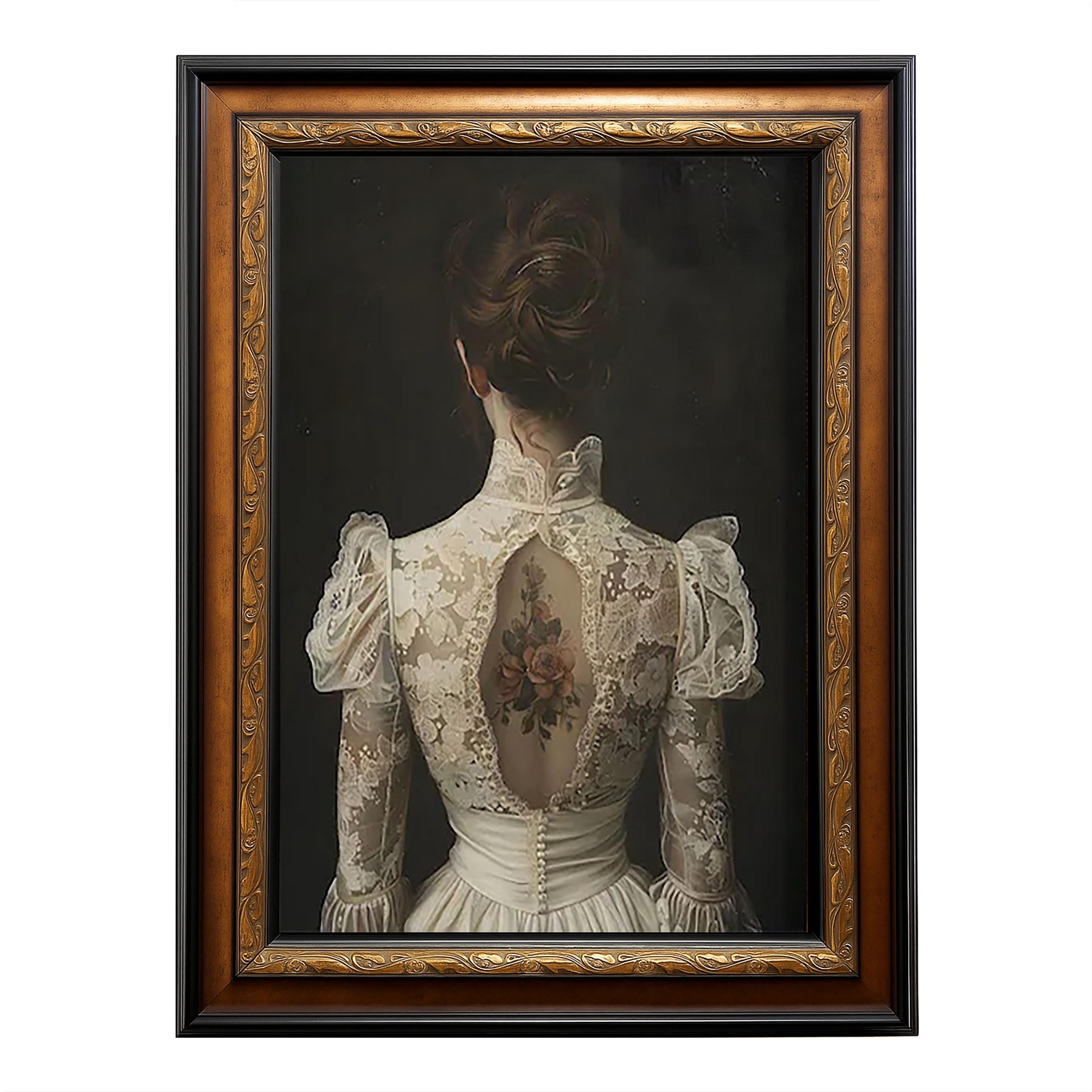 Victorian Woman Tattoo Portrait – Dark Academia Wall Art, Moody ...