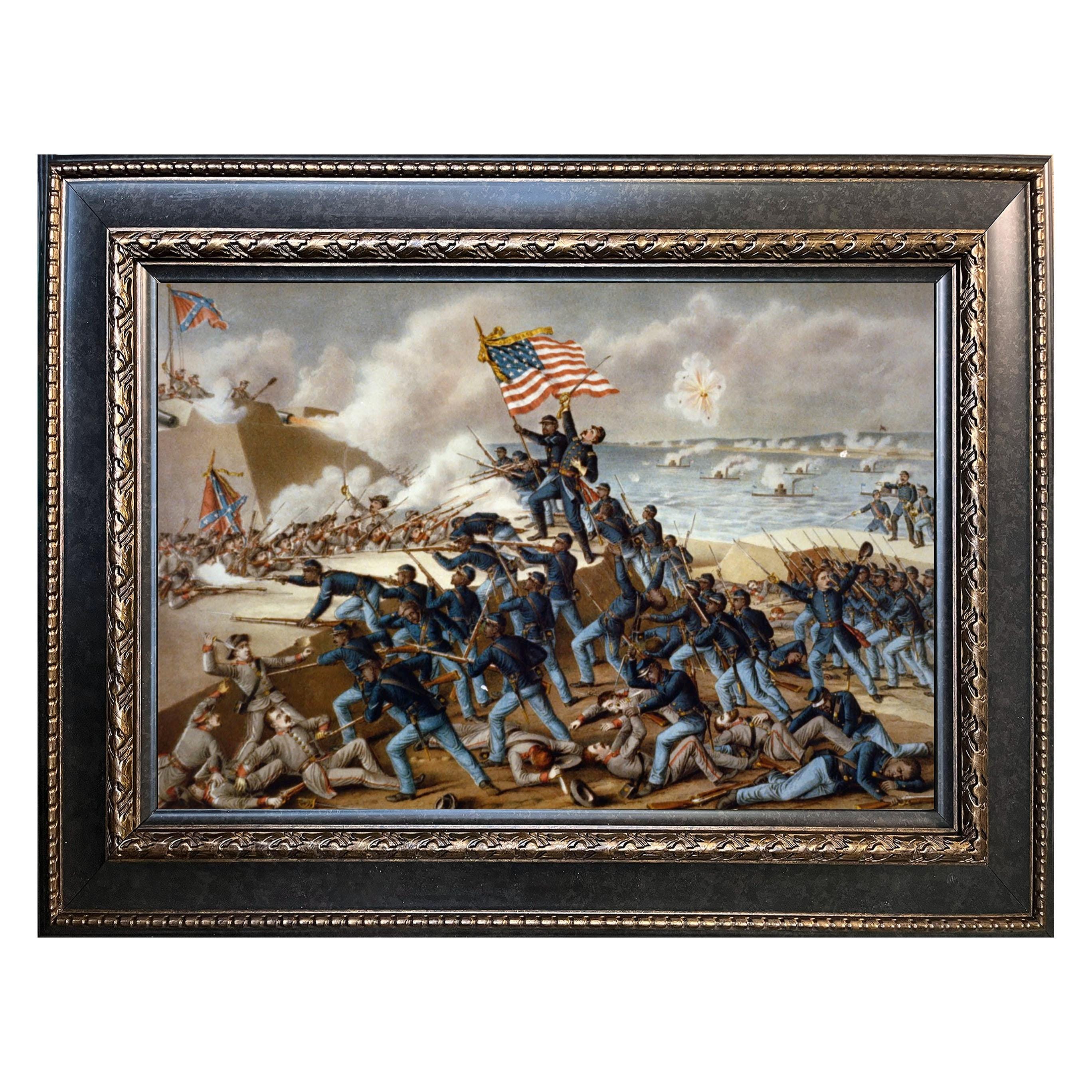 南北戦争　civil war 復刻版ウォールデコレーションフラッグ　ビンテージ The Storming of Fort Wagner – American Civil War Lithograph by
