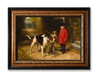 The Young Master Framed Canvas Wall Art, John Sargent Noble Boy with Hunting Dogs Oil Painting Print, Large Vintage Home Office Decor