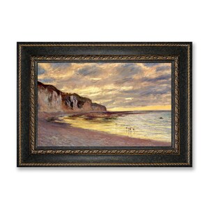 Pointe de Lailly Maree Basse Low Tide Framed Canvas Wall Art, Claude Monet French Impressionist Painting Art Print, Large Home Office Decor