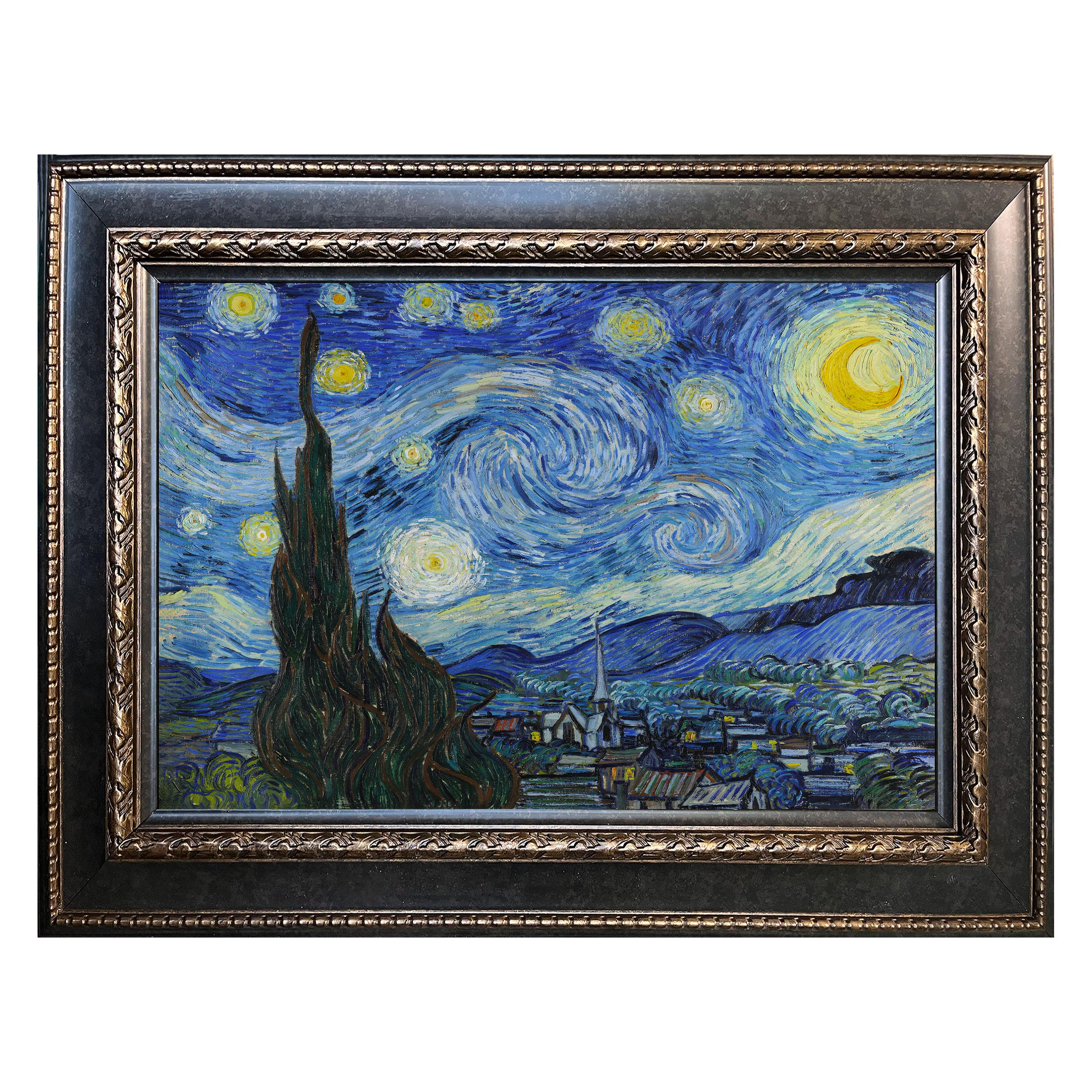 Framed Starry Night by Vincent Van Gogh, Antique, Post  display picture 1