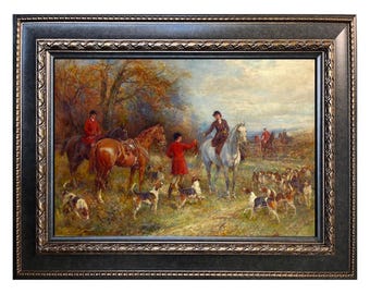 英国 Heywood Hardy「The Finish」額装プリント Presenting the Brush by Heywood Hardy 42x30 Framed Fox Hunt Art