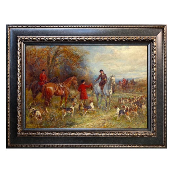Presenting the Brush by Heywood Hardy 42x30 Framed Fox Hunt Art