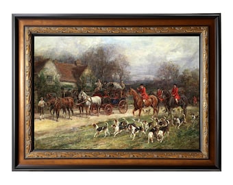 A la caza de Heywood Hardy, arte de pared ecuestre victoriano de caza del zorro, enmarcado, 42 x 30