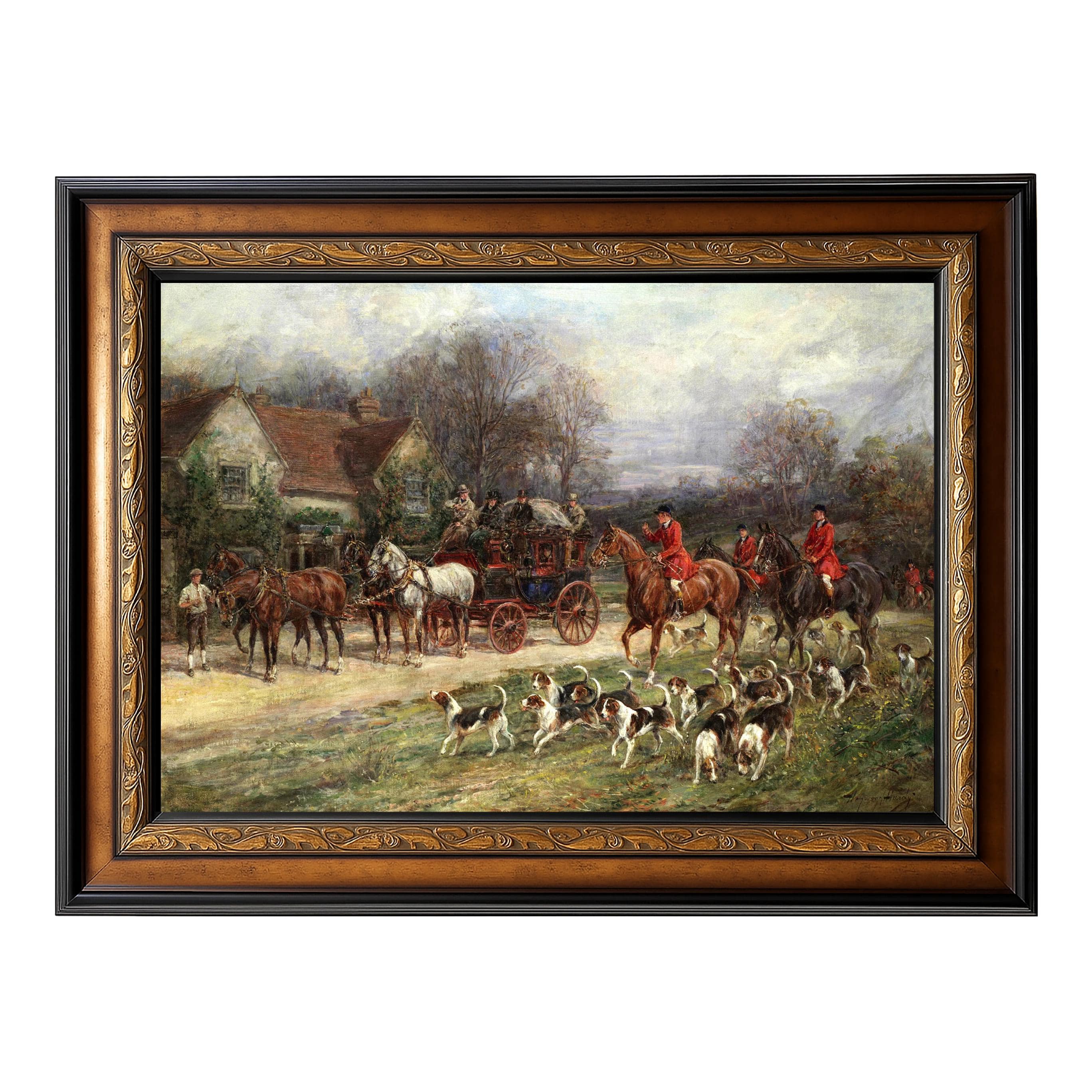Off to the Hunt by Heywood Hardy Framed 42x30 Victorian Fox Hunt