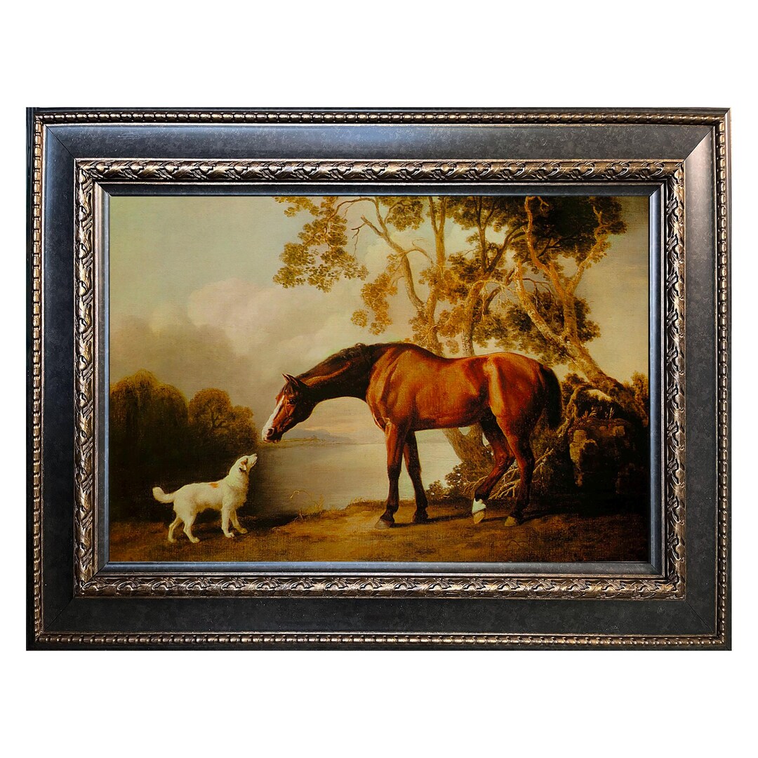 Bay Horse and White Dog – English Animal Painting by George Stubbs
