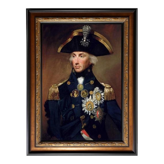 ホレーショ・ネルソン提督の肖像画 42x30 額入り 1700年代 イギリス