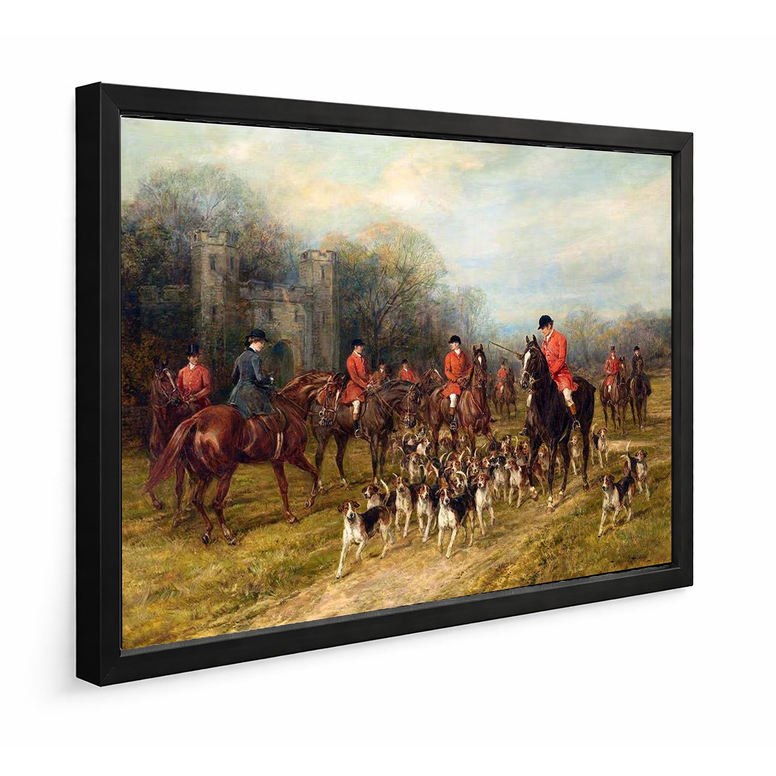 The Meet by Heywood Hardy 42x30 Framed Fox Hunt Art Victorian