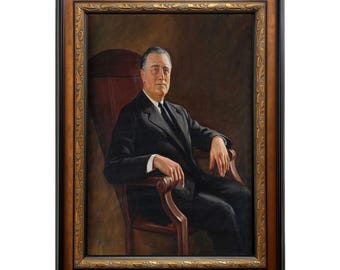 Franklin D Roosevelt Framed 42x30 Portrait American History Art New York Governor