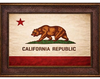 100%コットン、ナチュラルキャンバス、カリフォルニア共和国の州旗