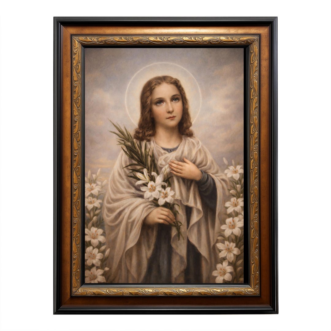 Saint Maria Goretti Catholic Virgin Martyr Portrait Framed 42x30 Sacred ...