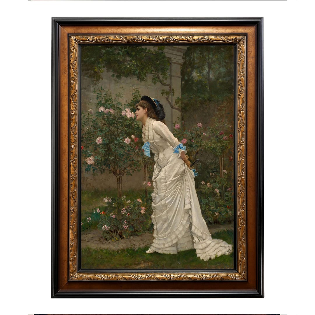Woman and Roses by Auguste Toulmouche, 1879 French Academic Figurative ...