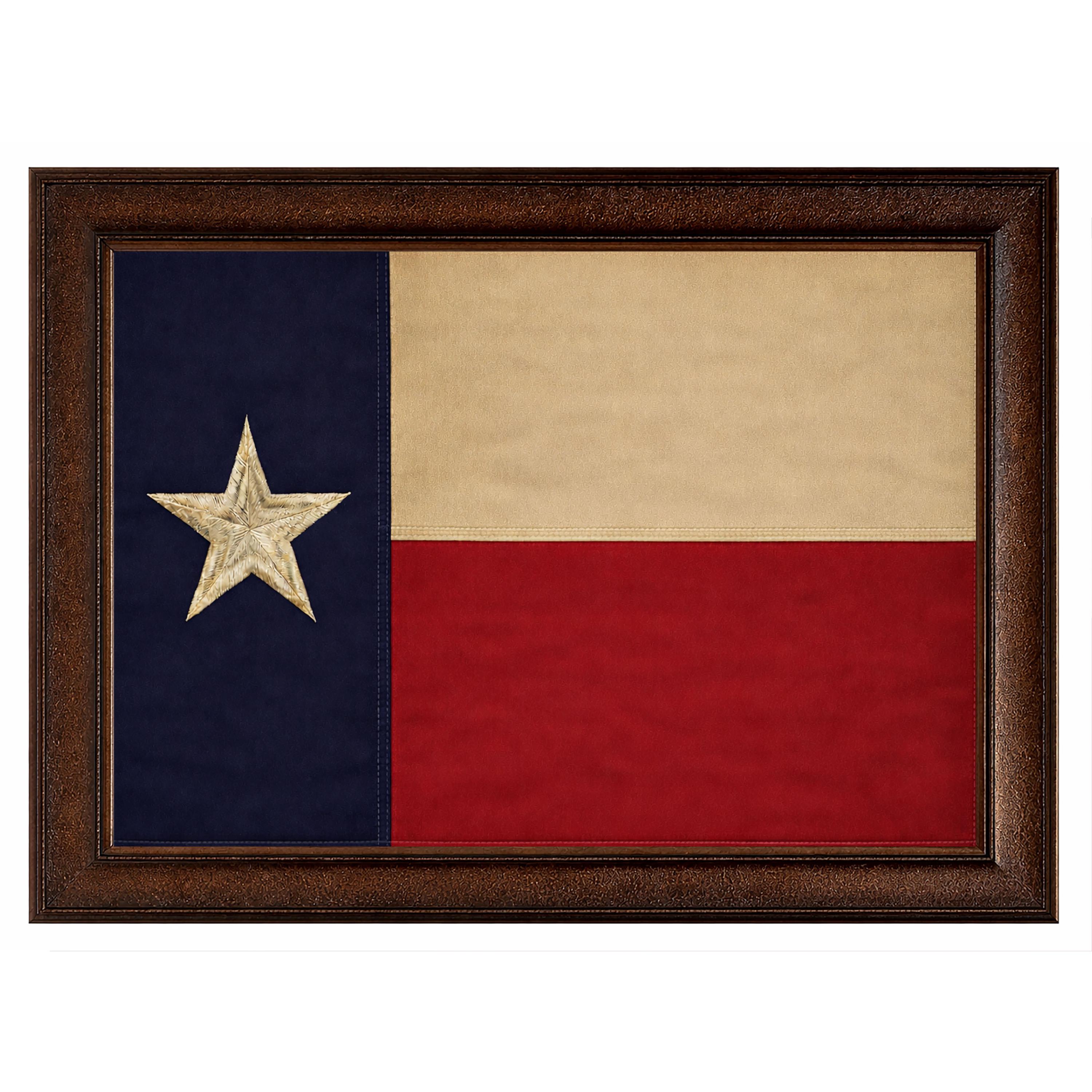 Large Texas Flag Wall Art Framed Vintage Rustic Western Lone Star Decor ...