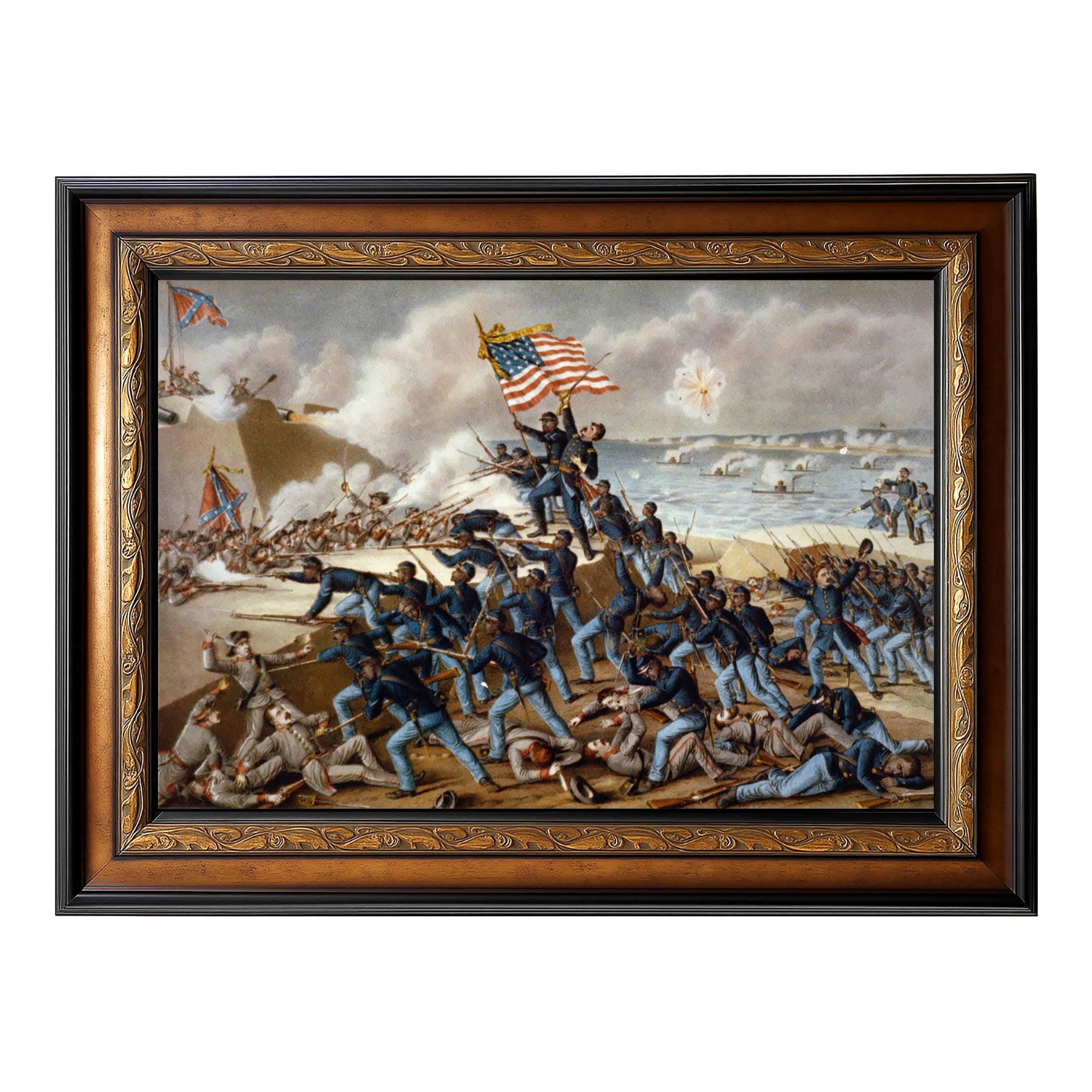 南北戦争　civil war 復刻版ウォールデコレーションフラッグ　ビンテージ The Storming of Fort Wagner – American Civil War Lithograph by