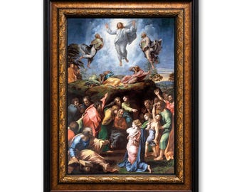 The Transfiguration Framed Canvas Wall Art, Raphael Religious Jesus Painting Print, Renaissance Catholic Christian Large Wall Decor