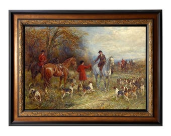Presenting the Brush by Heywood Hardy 42x30 Framed Fox Hunt Art