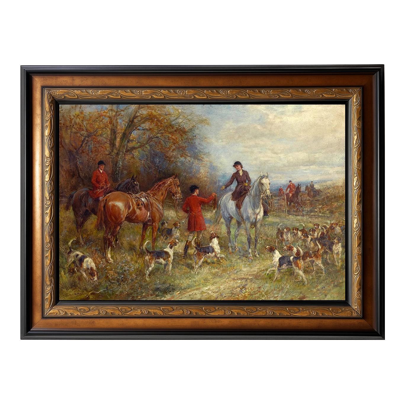 Presenting the Brush by Heywood Hardy 42x30 Framed Fox Hunt Art
