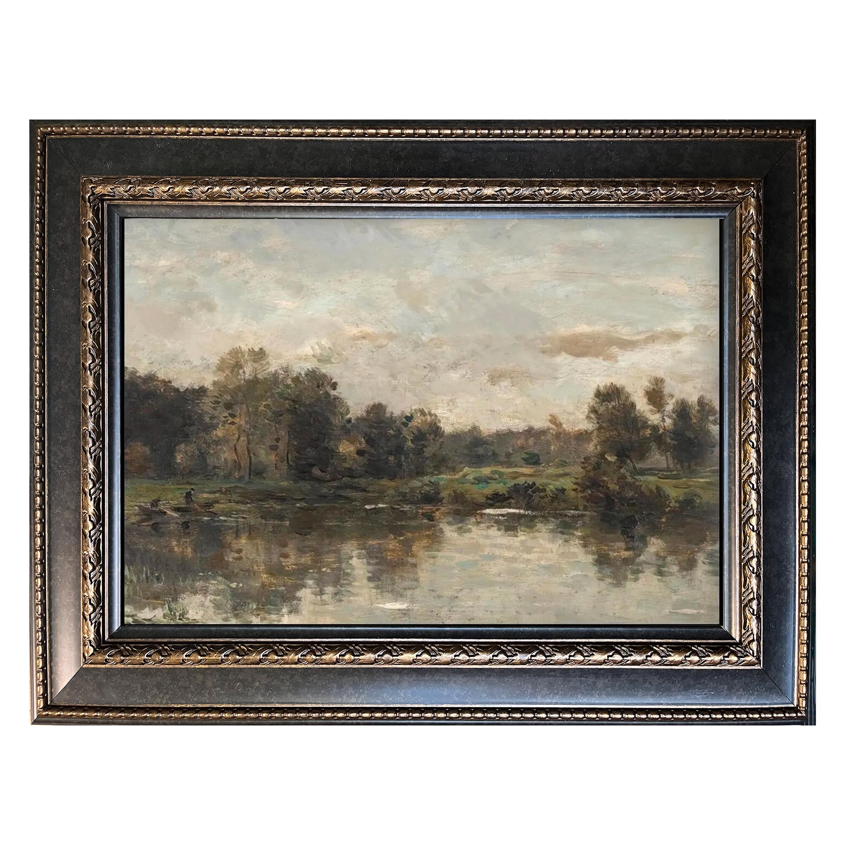 Bords du Chenal（海峡の岸辺） Bords Du Fleuve by Charles-françois Daubigny 42x30 Framed French