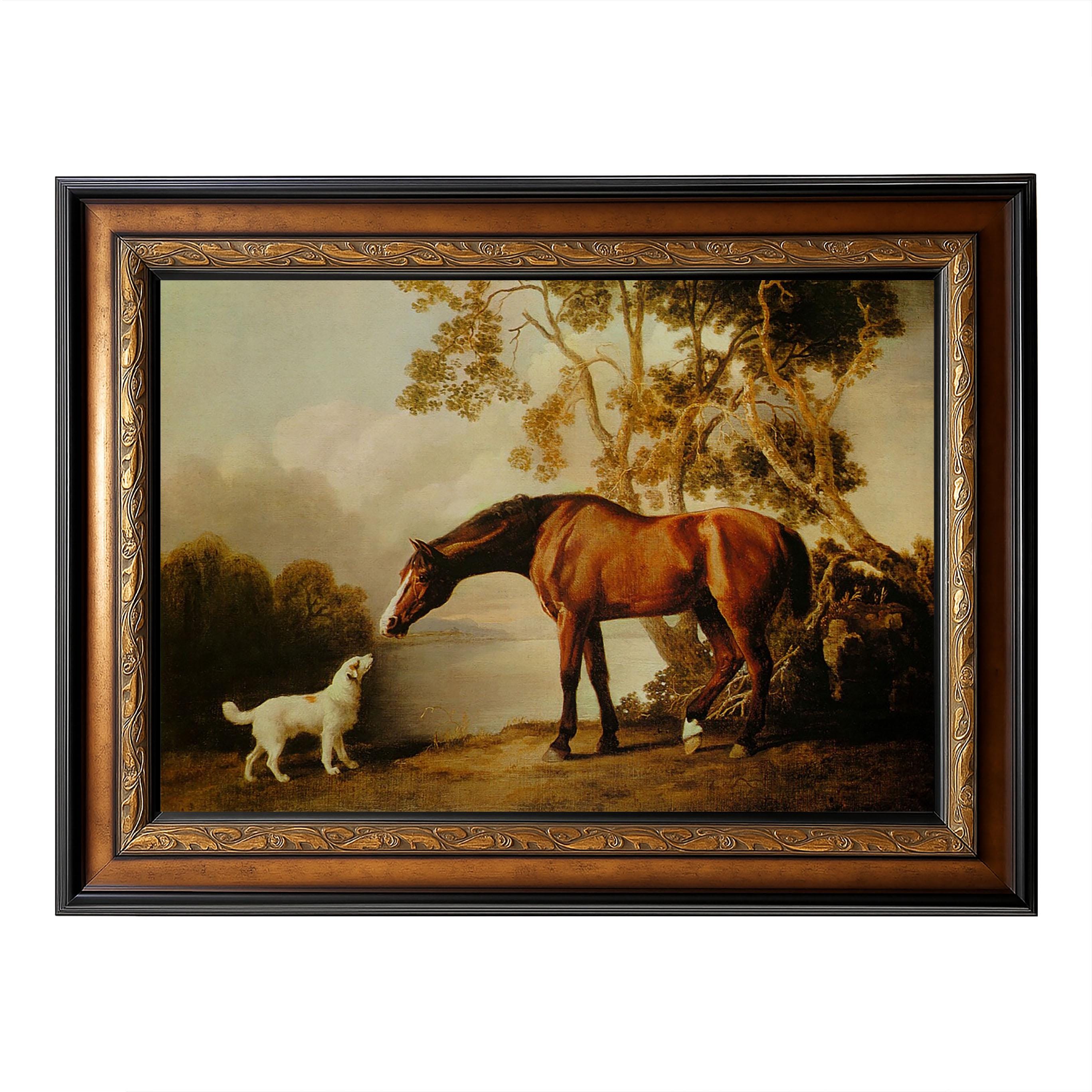 Bay Horse and White Dog – English Animal Painting by George Stubbs
