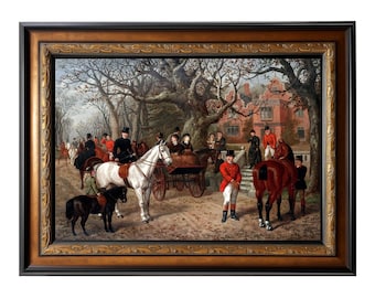 The Meet by Edward Benjamin Herberte 42x30 Framed 1884 Fox Hunt