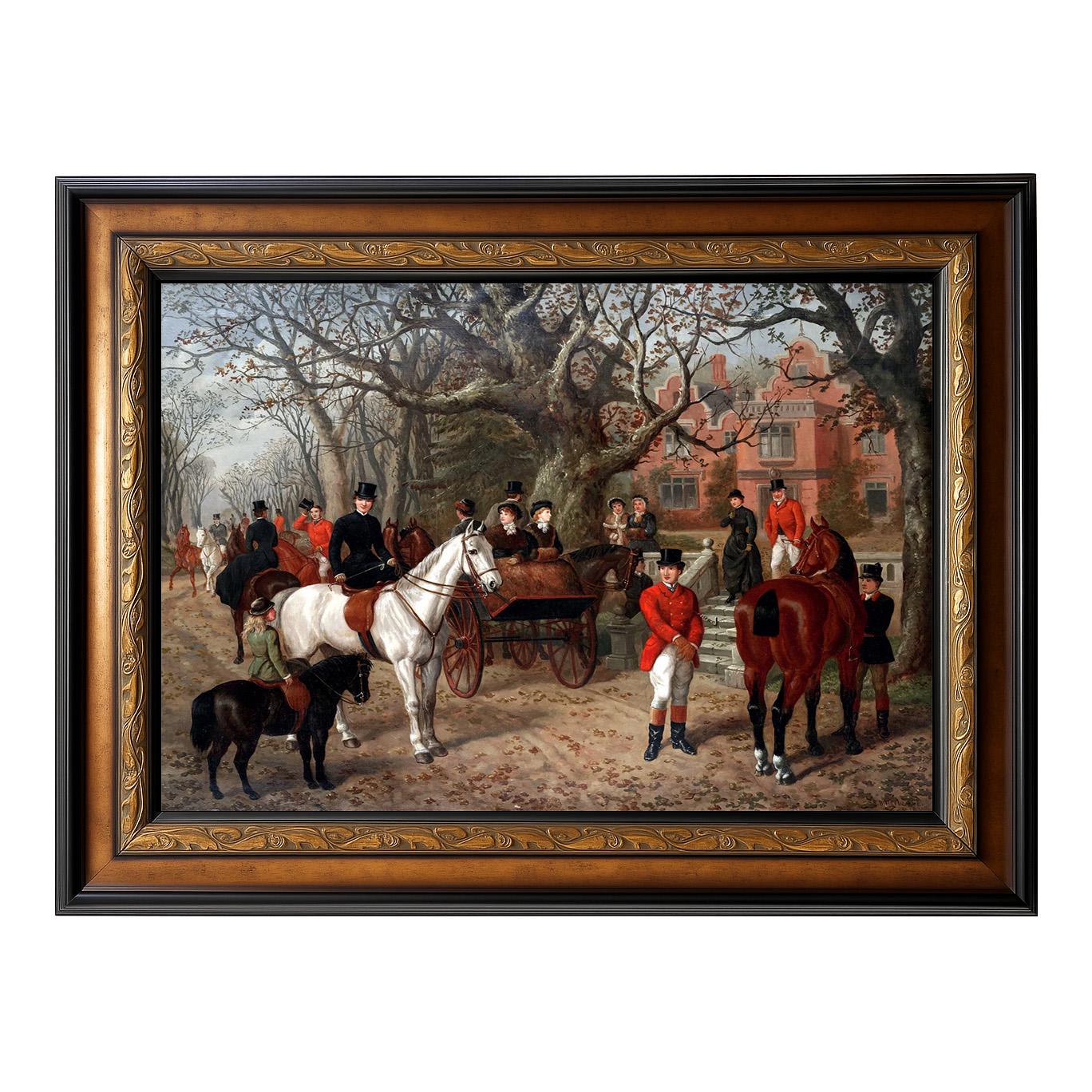 The Meet by Edward Benjamin Herberte 42x30 Framed 1884 Fox Hunt
