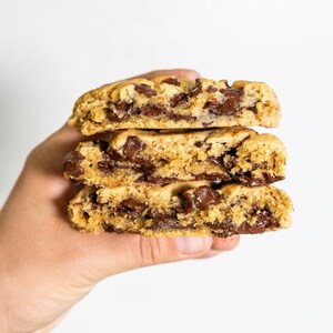 Hand Holding Vegan Gluten Free Chocoalte Chip Cookie