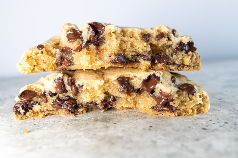 Vegan Gluten Free Chocolate Chip Cookie Split Open