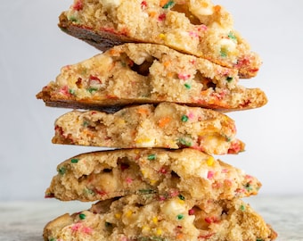 Confetti Cake Batter Cookies, Cookies For Birthday Favor, Baked Goods Gift Basket, Dozen Cookies with Sprinkles, Food Gifts for a Family