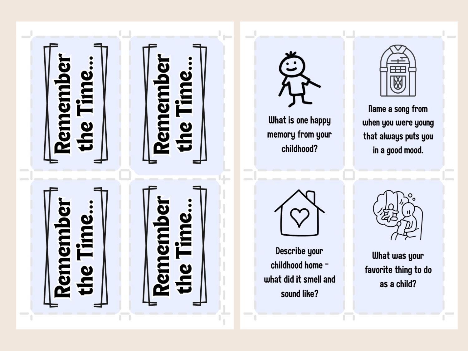 Memory Prompt Cards – 60 Printable Conversation Starters (digital PDF ...