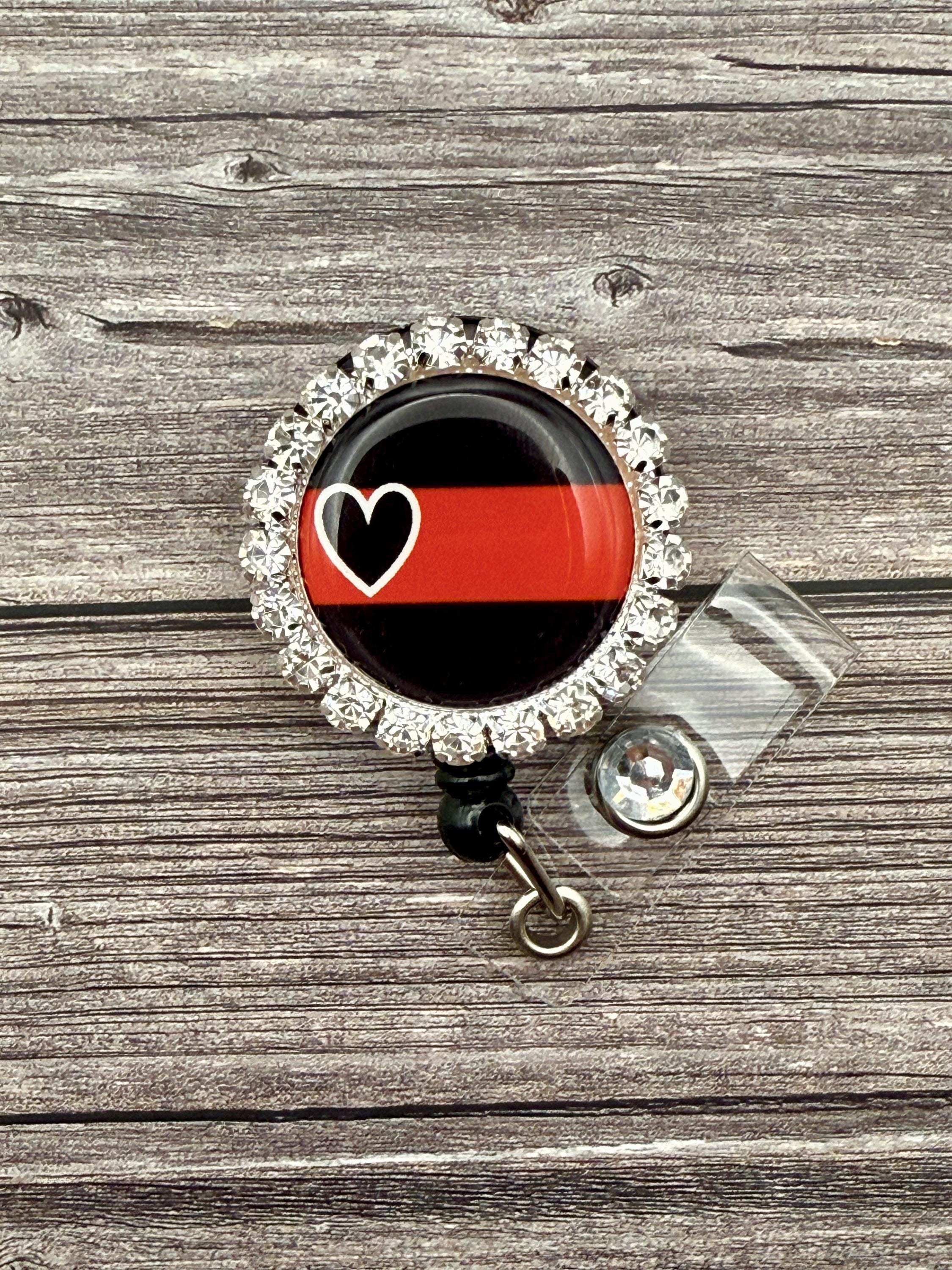 Thin Red Line Badge Reel: Firefighter Wife, Nurse, Personalized