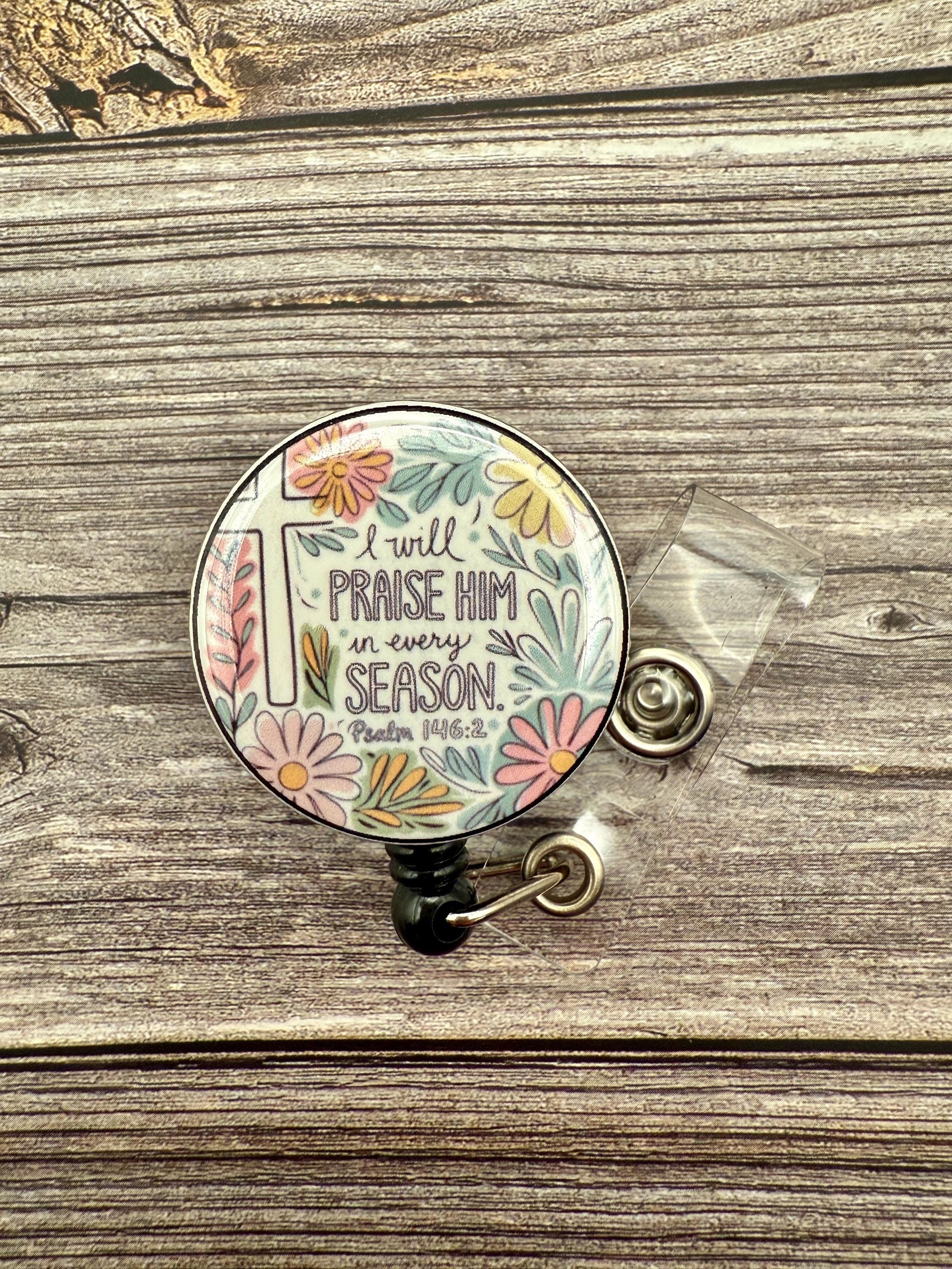 Floral Religious Badge Reel: Motivational Nurse Gift - Thumbnail 3