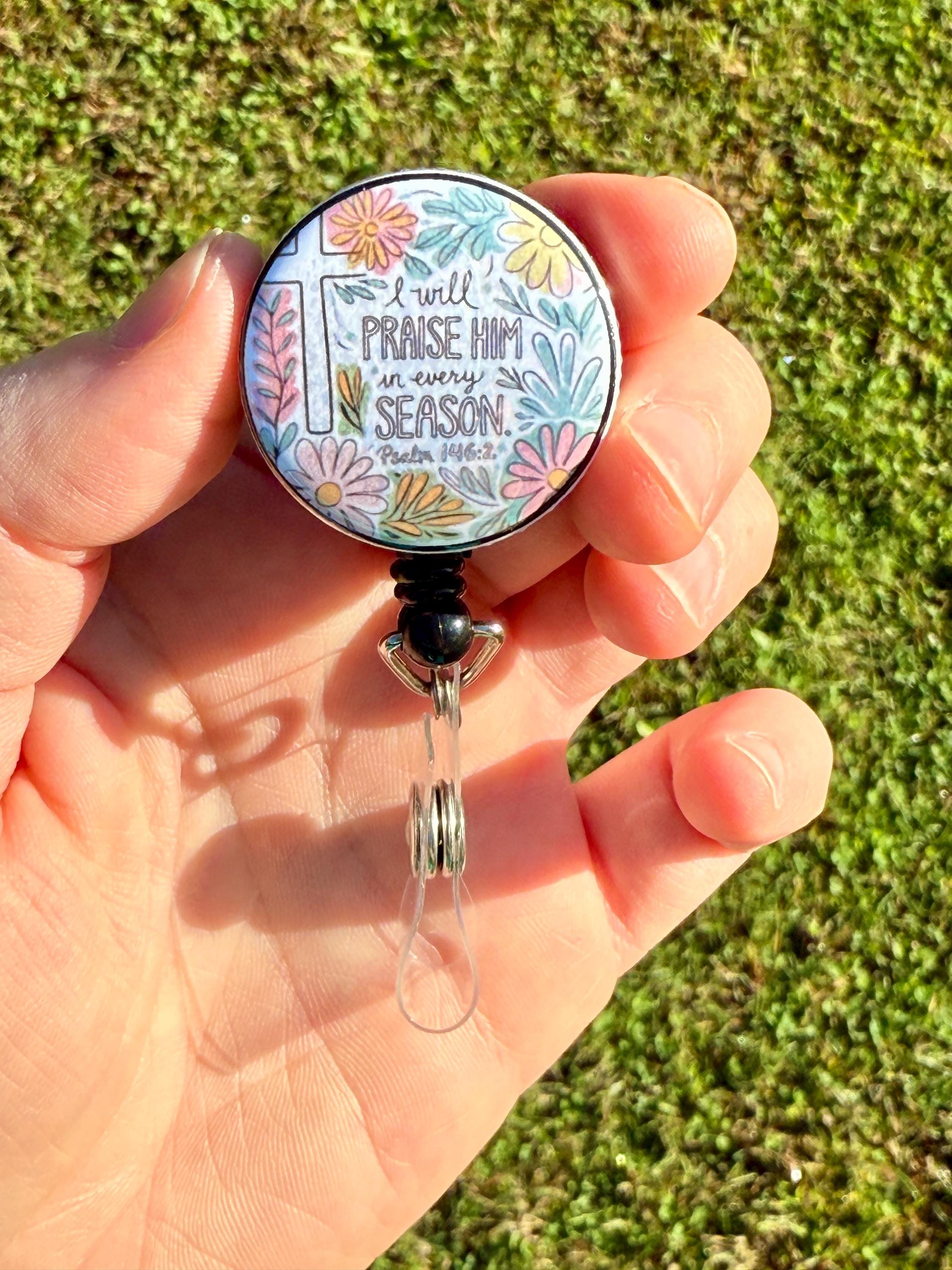 Floral Religious Badge Reel: Motivational Nurse Gift - Image 1