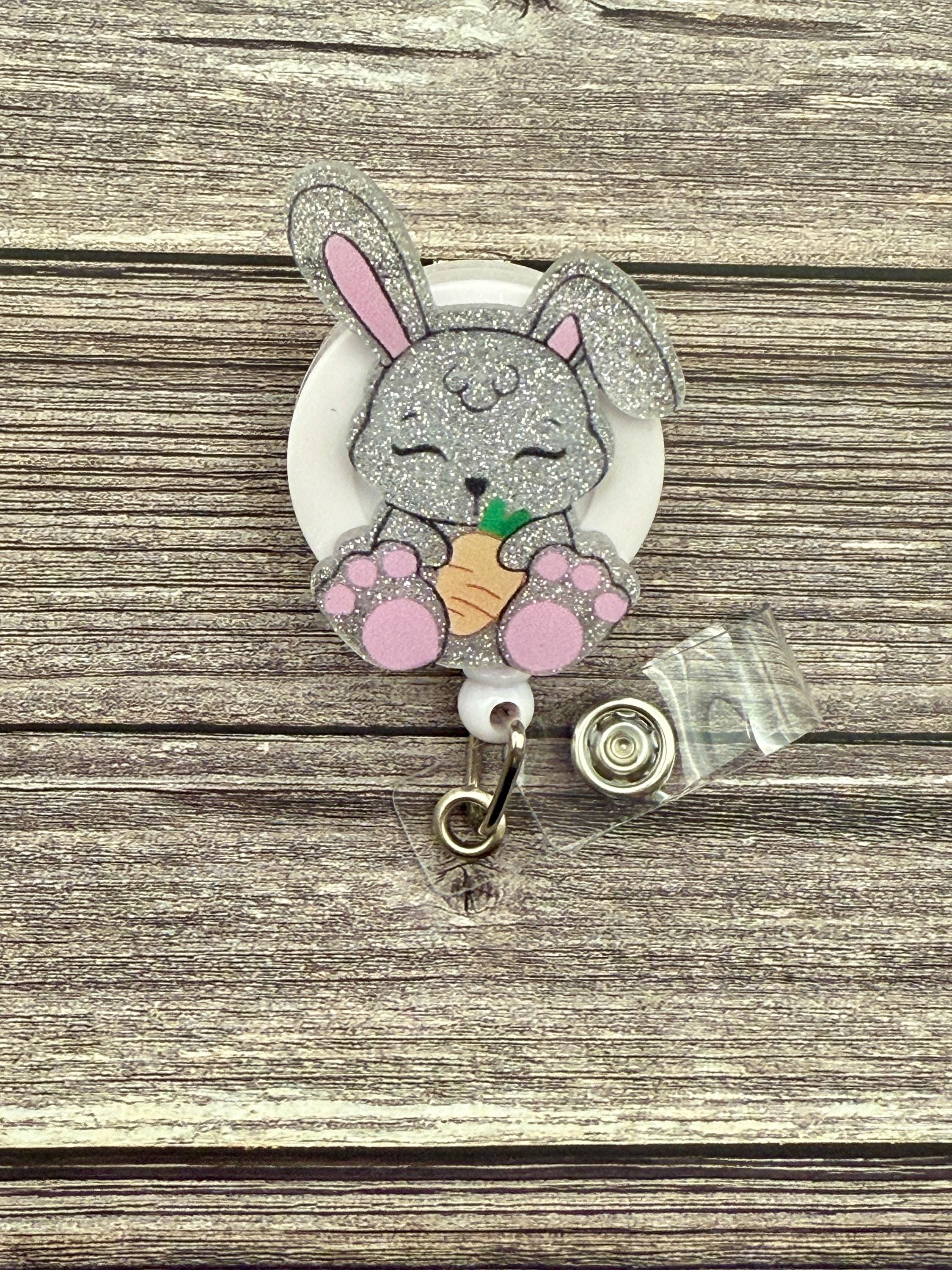 Easter Bunny Retractable Badge Reel: Alligator Swivel Style