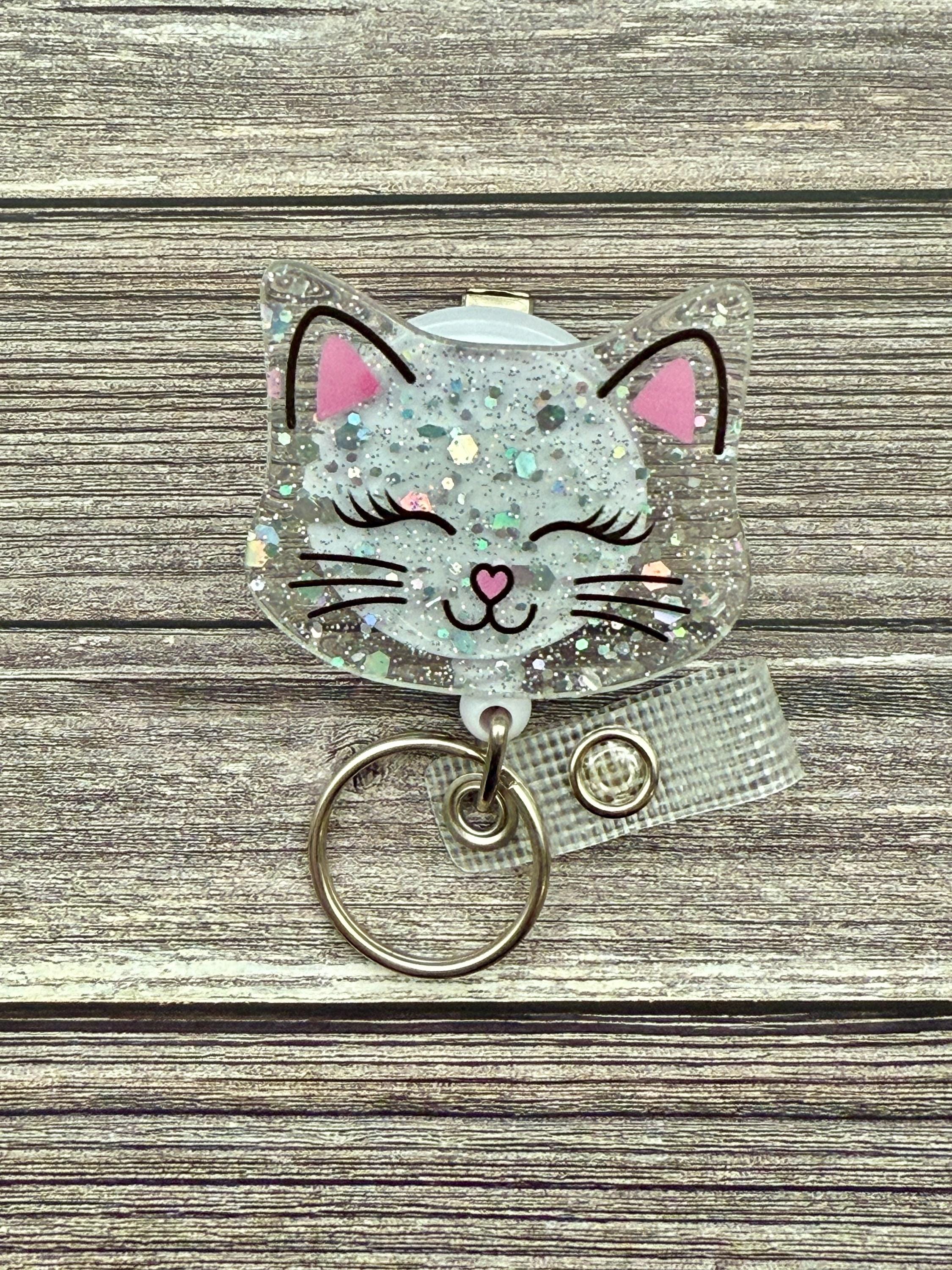 Funny Cat Badge Reel: Alligator Swivel Style