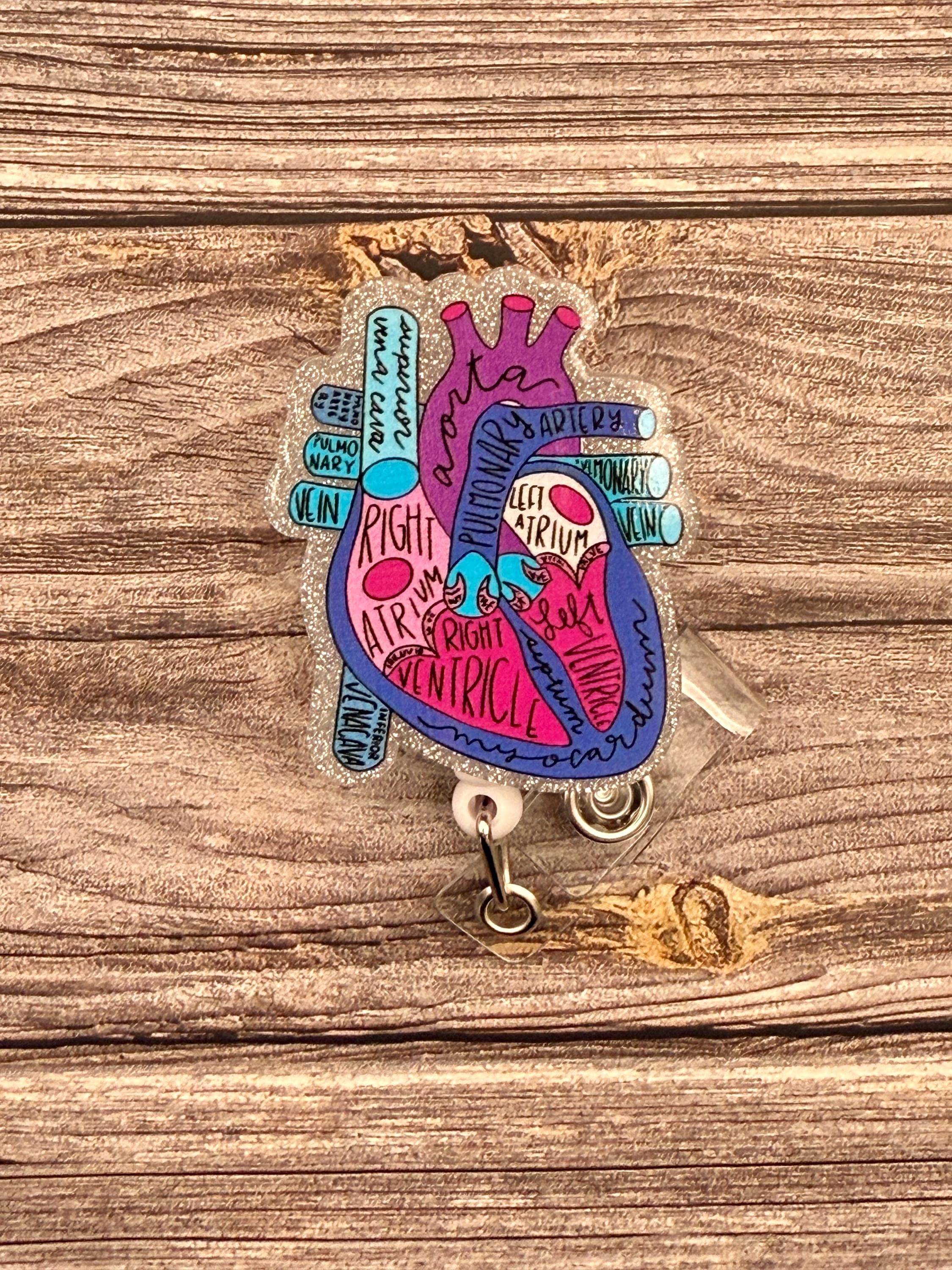 Anatomical Heart Badge Reel: Nurse Belt Clip - Thumbnail 2