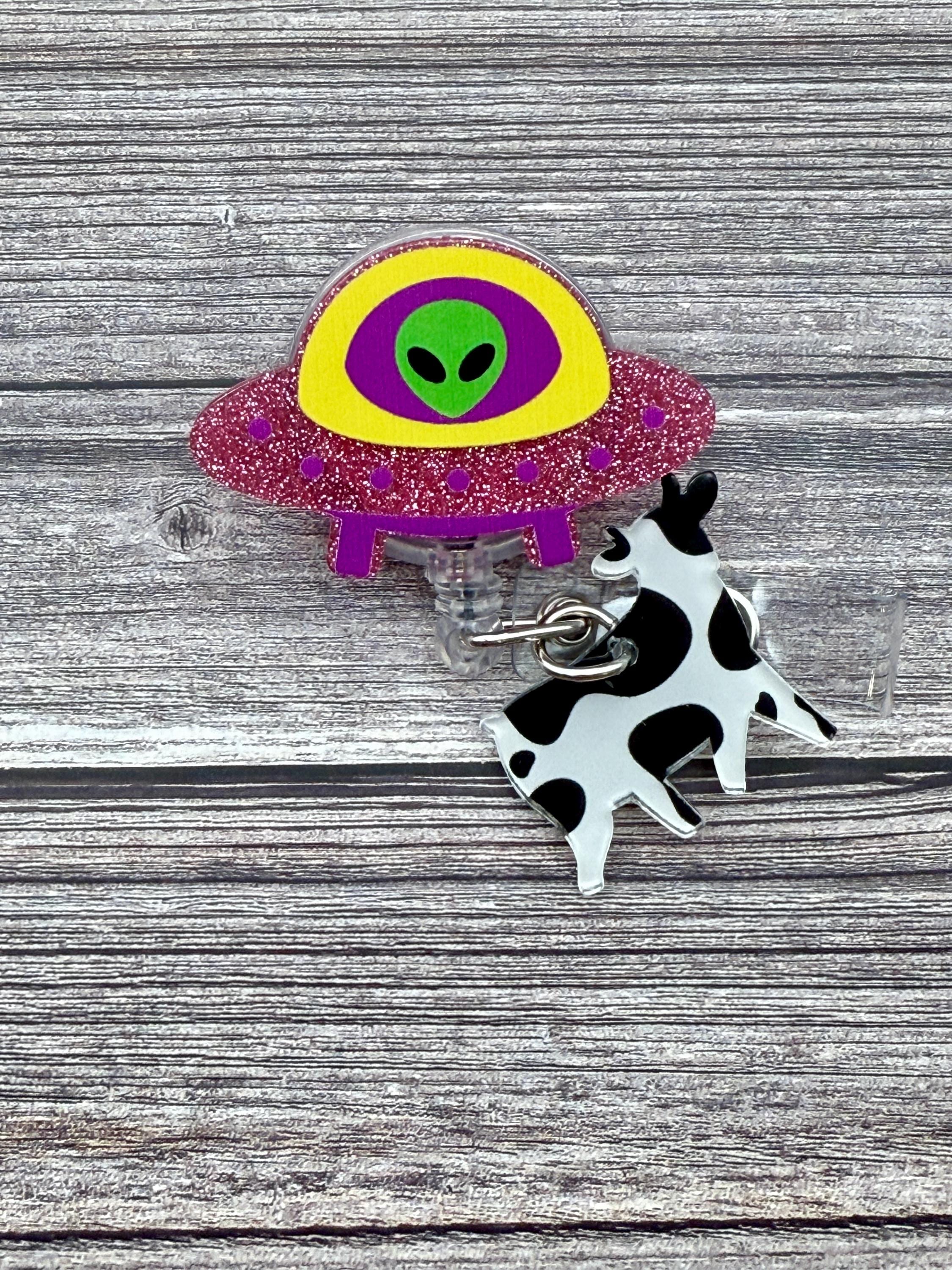Alien Spaceship Retractable Badge Reel: Alligator Swivel - Thumbnail 2