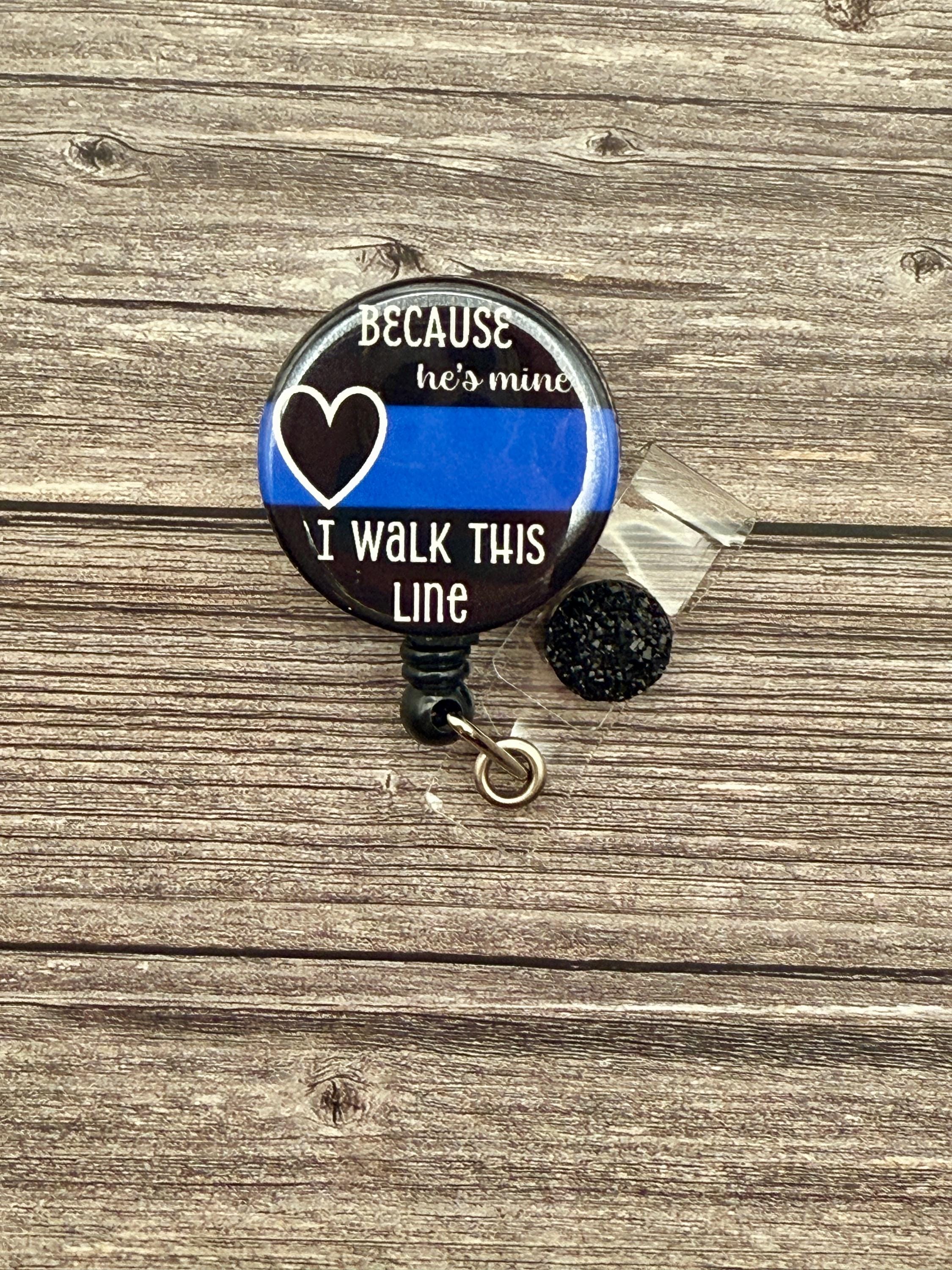 Thin Blue Line Badge Reel: Police Wife, Nurse - Belt or Swivel Clip - Thumbnail 3