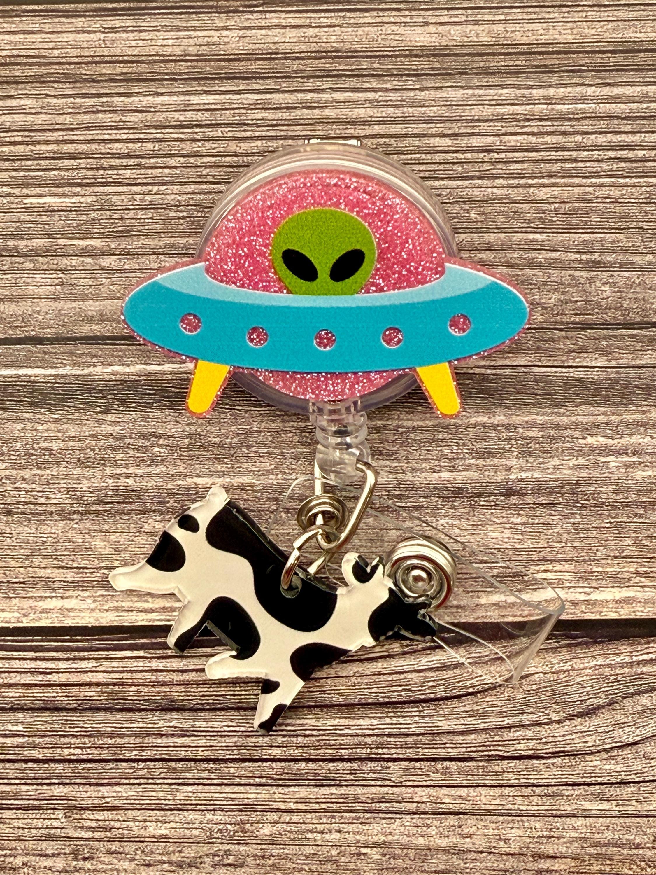 Alien Spaceship Retractable Badge Reel: Alligator Swivel Style - Thumbnail 2