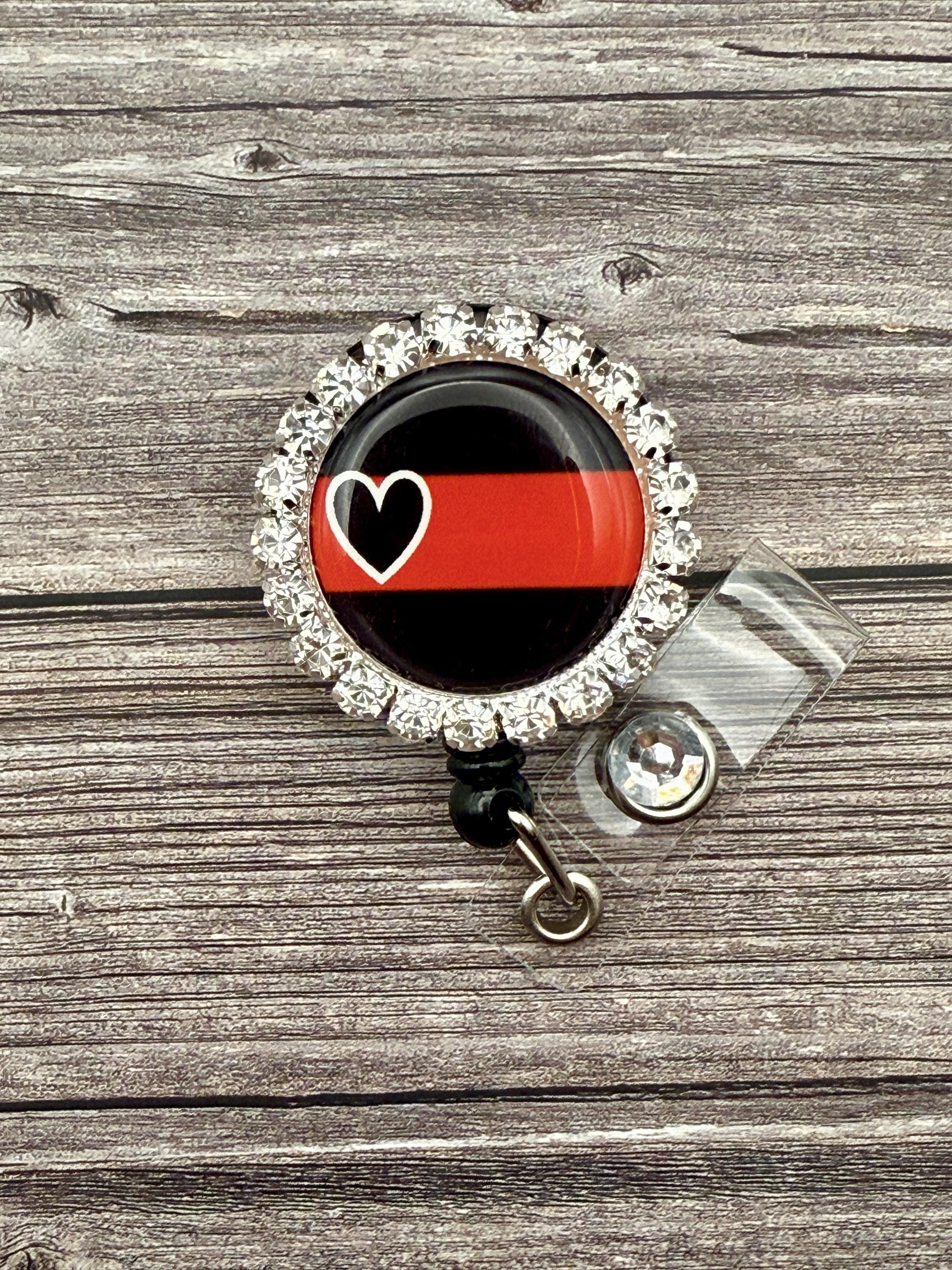 Thin Red Line Badge Reel: Firefighter Wife, Nurse, Personalized - Thumbnail 2