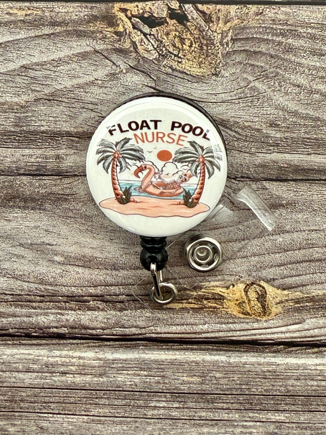 Funny Nurse Badge Reel: Float Pool Design - Etsy