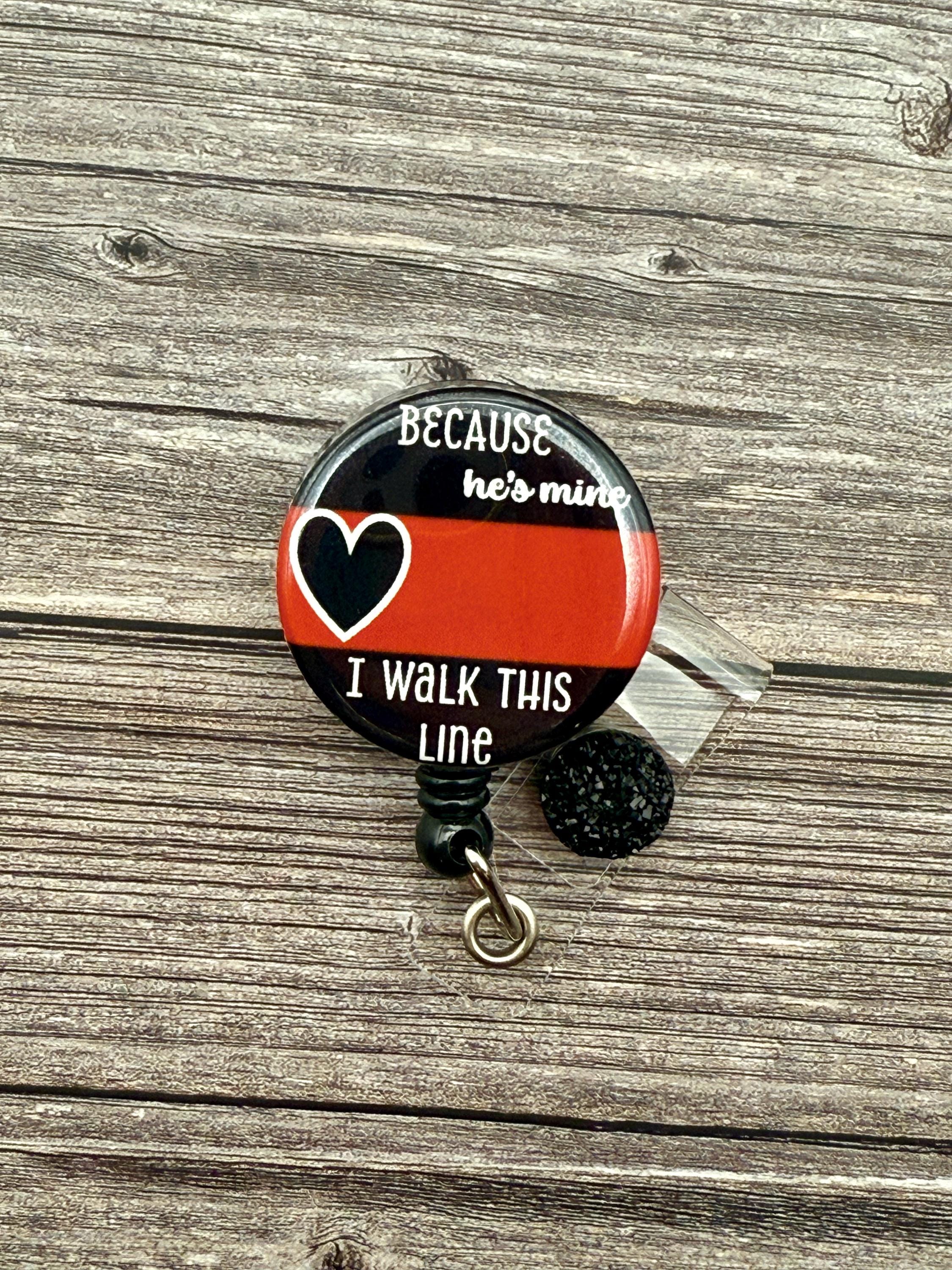 Thin Red Line Badge Reel: Firefighter Wife, Personalized Nursing Badge - Thumbnail 3
